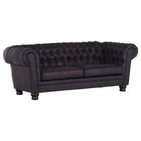 CHESTERFIELD-SOFA  in Mikrofaser Dunkelgrau  - Dunkelgrau/Dunkelbraun, KONVENTIONELL, Textil (203/79/93cm) - Livetastic
