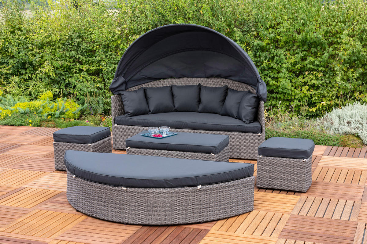 GARTENMUSCHEL 180/88/183 cm Aluminium  - Dunkelgrau/Grau, KONVENTIONELL, Kunststoff/Textil (180/88/183cm) - Gardenson