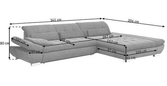 ECKSOFA in Mikrofaser Graphitfarben  - Schwarz/Graphitfarben, Design, Textil/Metall (341/204cm) - Xora