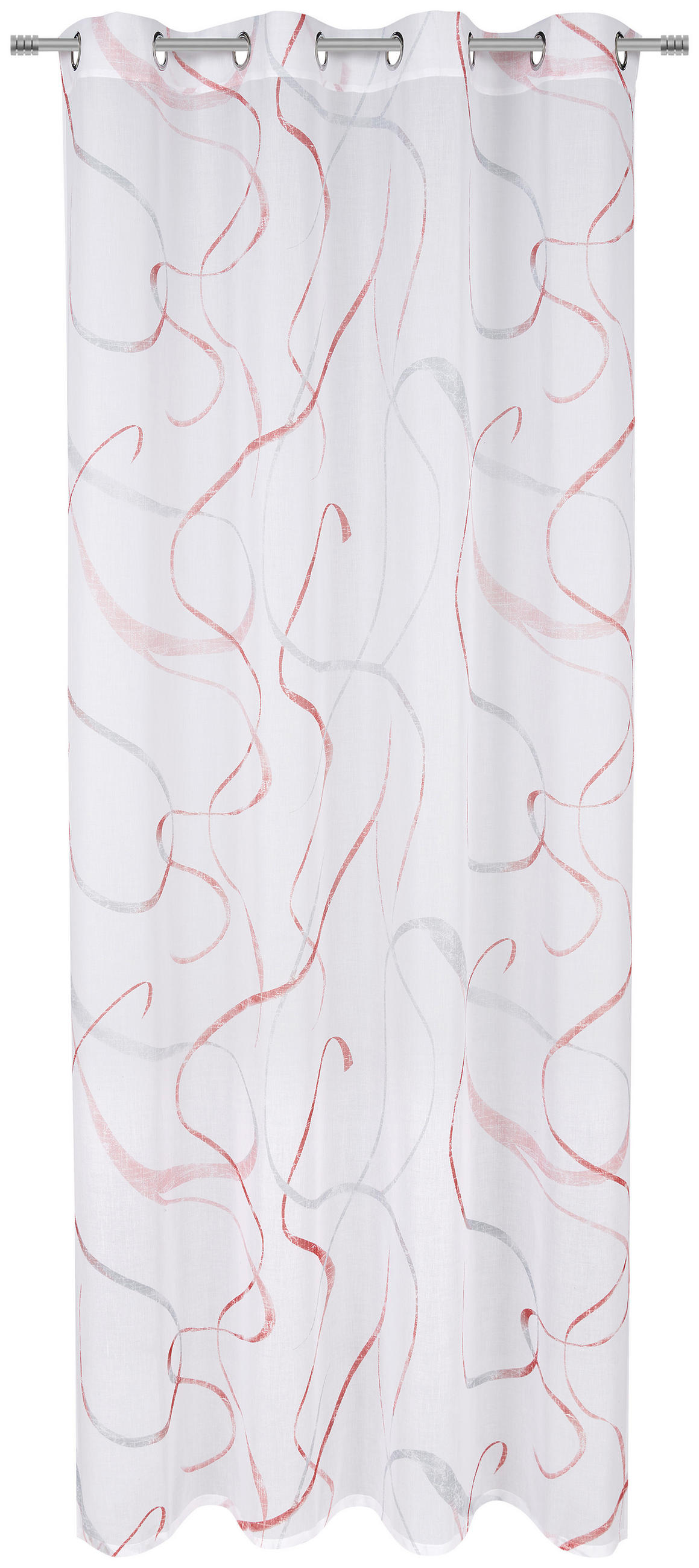ZÁVĚS S OČKY, poloprůhledné, 140/245 cm - šedá/červená, Konvenční, textil (140/245cm) - Esposa