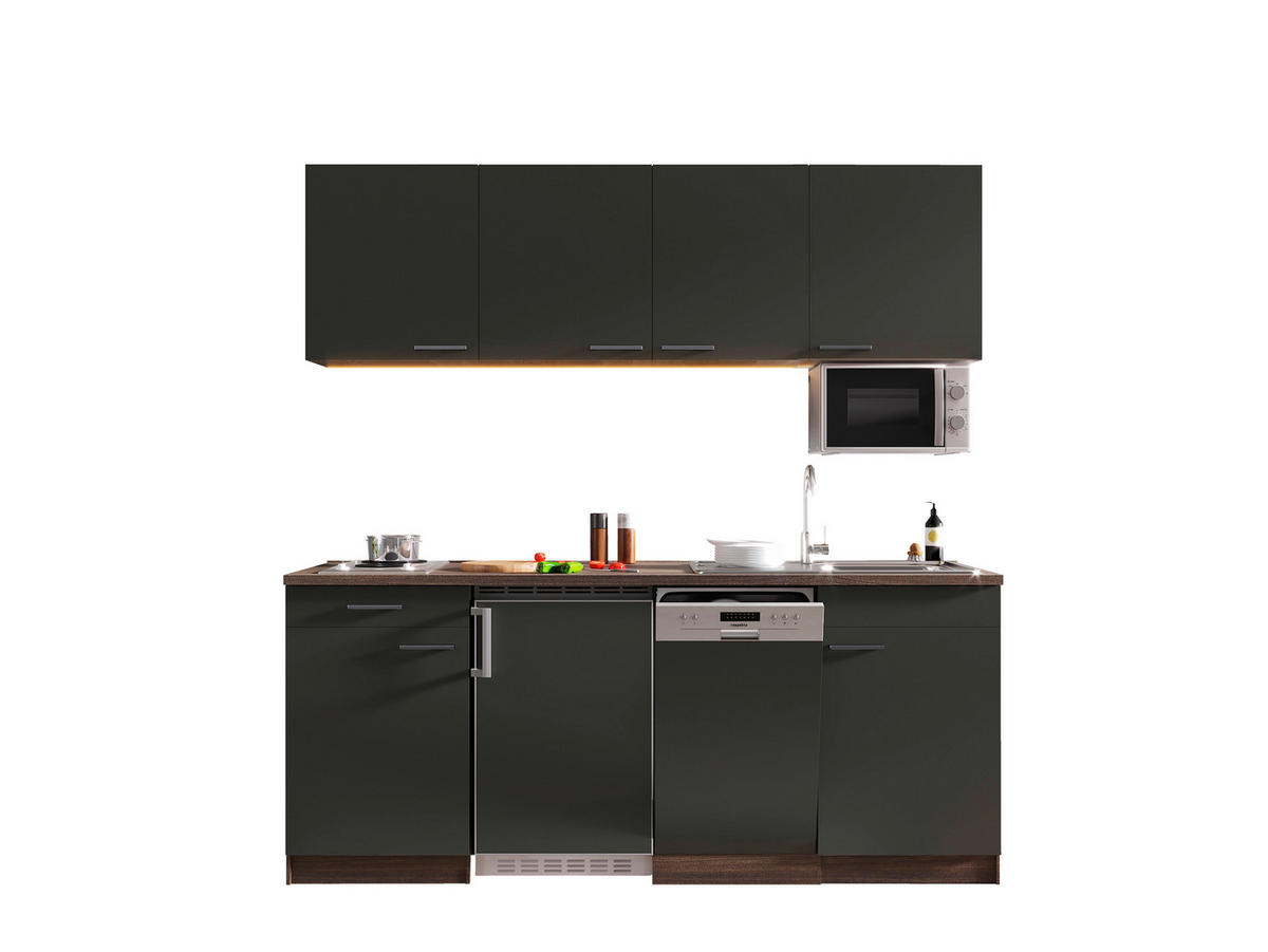 KÜCHENBLOCK 195 cm   in Grau, Eichefarben  - Eichefarben/Grau, Basics, Holzwerkstoff (195cm) - Respekta