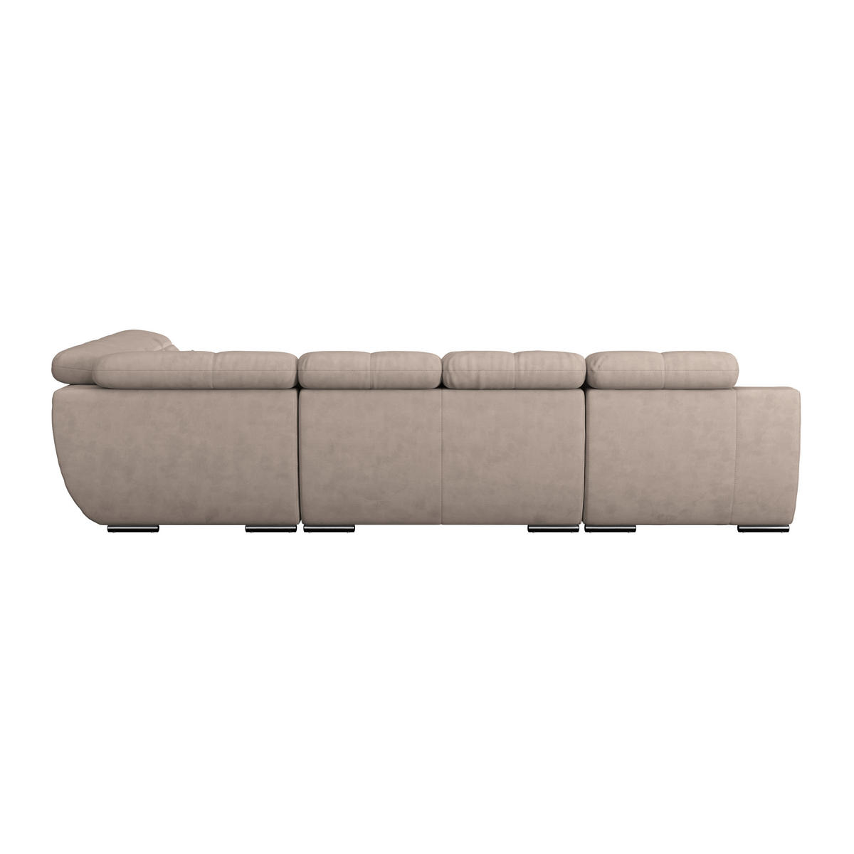 WOHNLANDSCHAFT in Mikrofaser Beige  - Chromfarben/Dunkelgrau, Modern, Textil/Metall (184/345/228cm) - MID.YOU