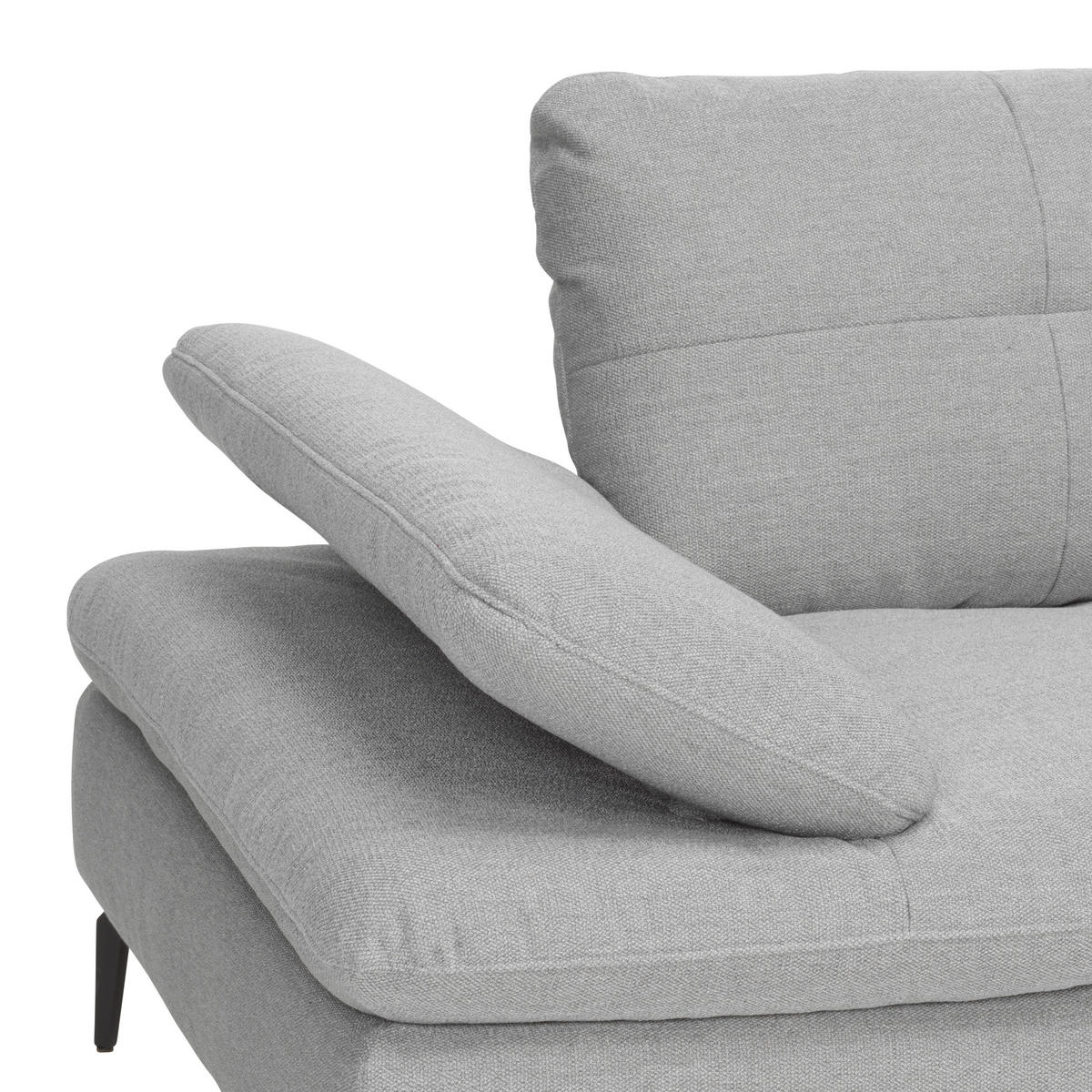 ECKSOFA in Webstoff Hellgrau  179/301 cm  - Hellgrau/Schwarz, Design, Textil/Metall (179/301cm) - Chilliano