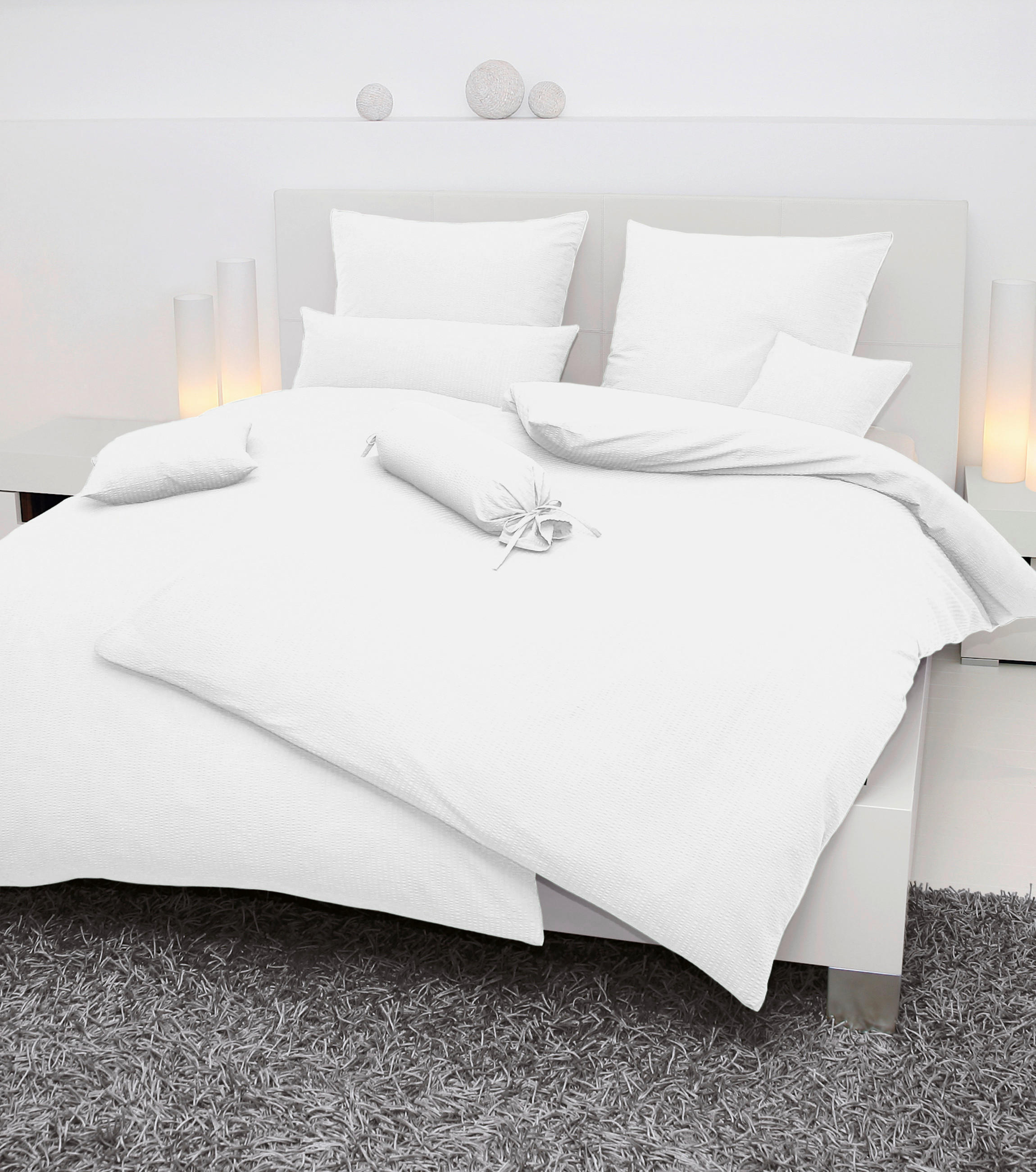 BETTWÄSCHE 240/220 cm Seersucker  - Weiß, Basics, Textil (240/220cm) - Janine