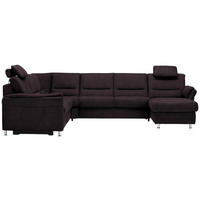 SOFFA i mikrofiber mörkbrun  - aluminiumfärg/mörkbrun, Klassisk, metall/textil (262/335/173cm) - Beldomo System