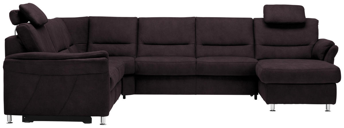 SOFFA i mikrofiber mörkbrun  - aluminiumfärg/mörkbrun, Klassisk, metall/textil (262/335/173cm) - Beldomo System