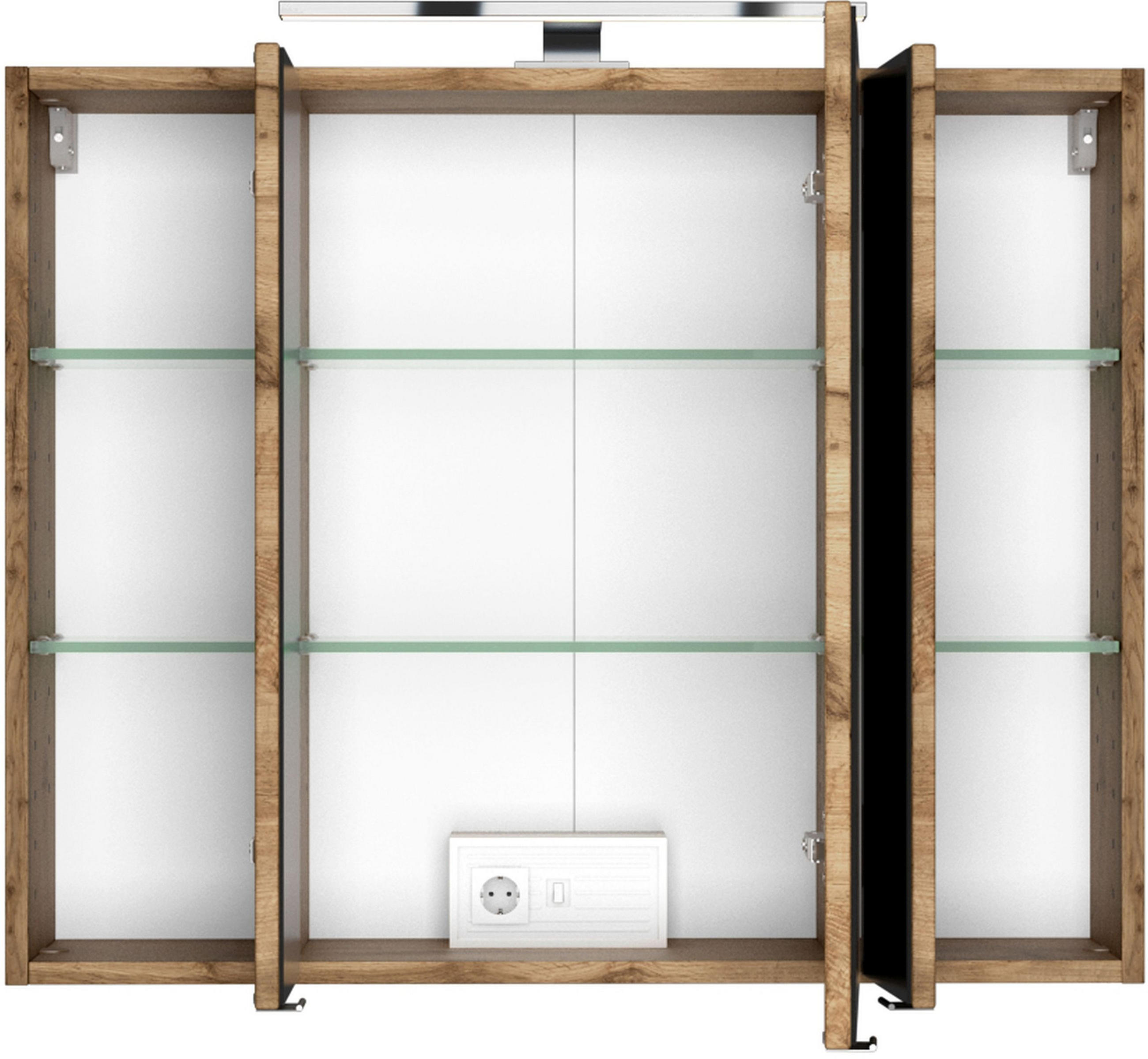 SPIEGELSCHRANK 80/66/20 cm  - Chromfarben/Eiche Wotan, Natur, Glas/Holzwerkstoff (80/66/20cm) - Held