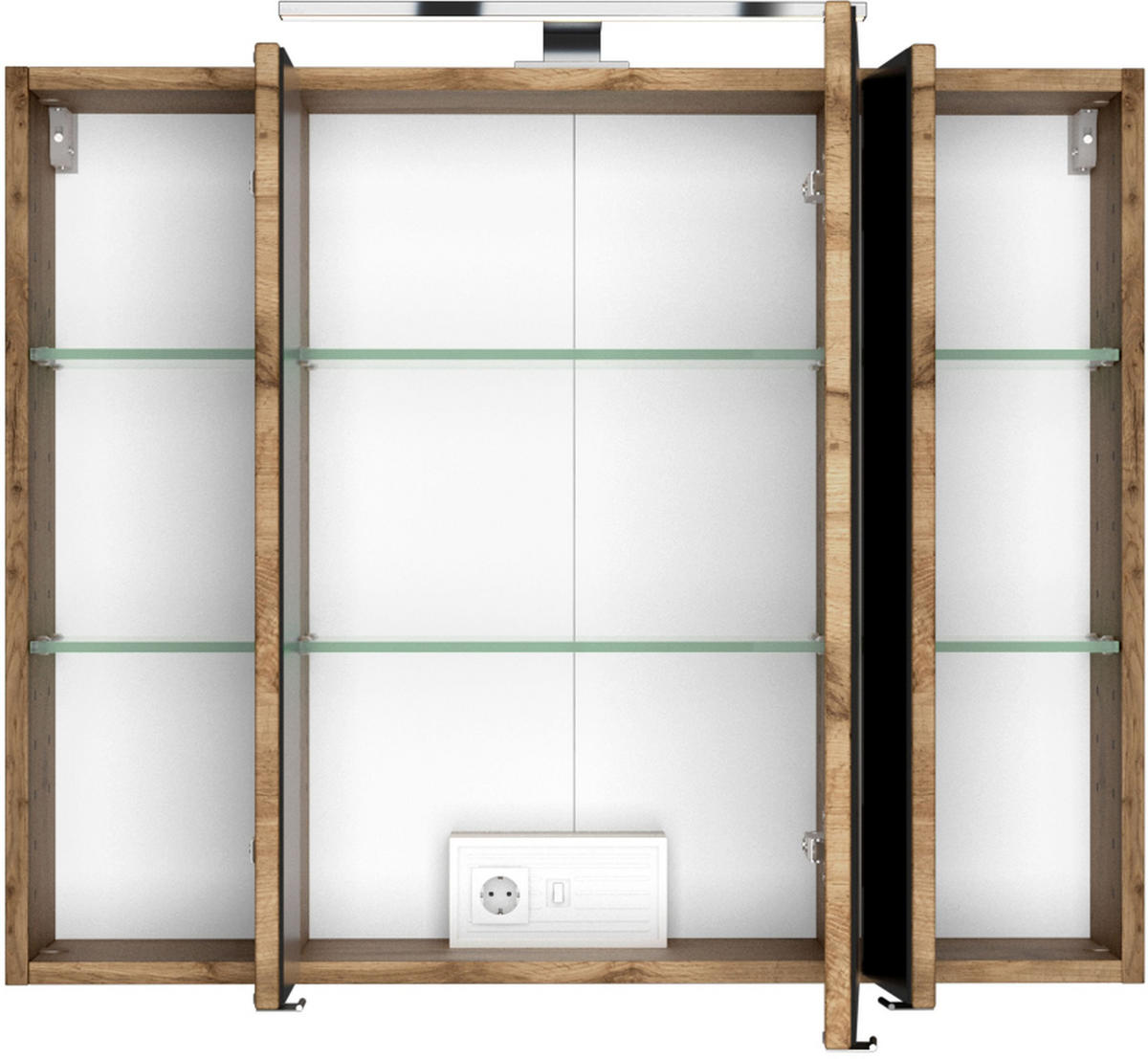 SPIEGELSCHRANK 80/66/20 cm  - Chromfarben/Eiche Wotan, Natur, Glas/Holzwerkstoff (80/66/20cm) - Held