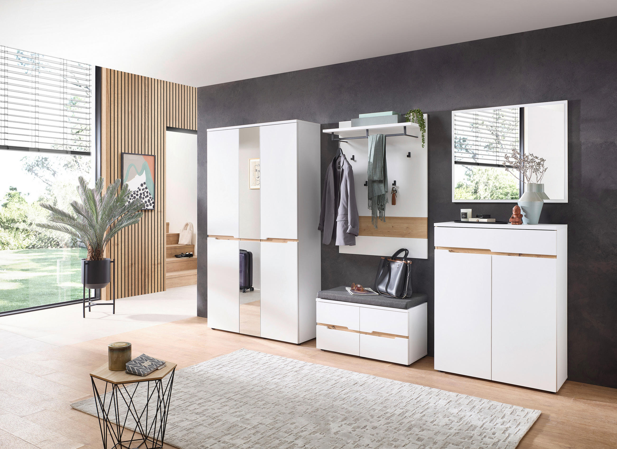 GARDEROBENSCHRANK 105/192/38 cm  - Schwarz/Weiß, Design, Glas/Holzwerkstoff (105/192/38cm) - Voleo
