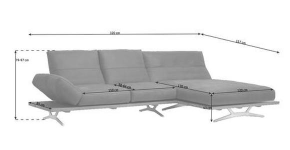 ECKSOFA in Echtleder Braun, Eichefarben  - Edelstahlfarben/Eichefarben, Natur, Leder/Holzwerkstoff (320/157cm) - Ambiente