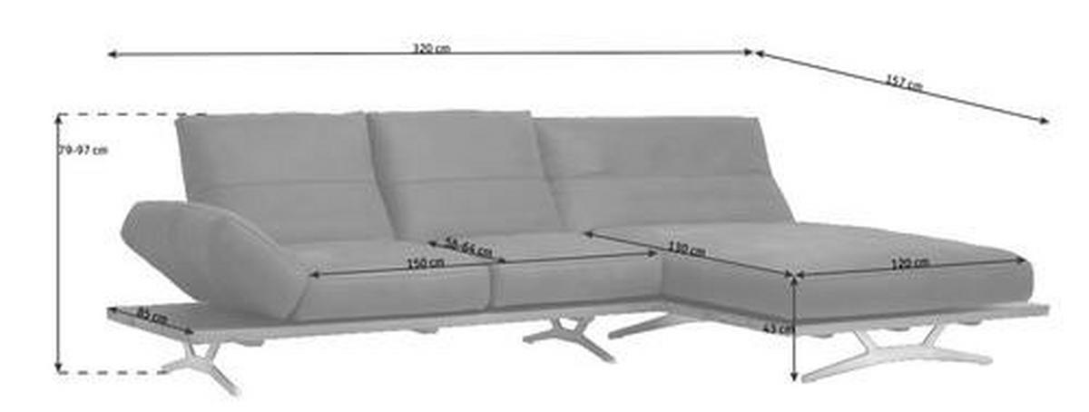 ECKSOFA Braun Mikrofaser  - Edelstahlfarben/Braun, Natur, Holz/Textil (320/157cm) - Ambiente