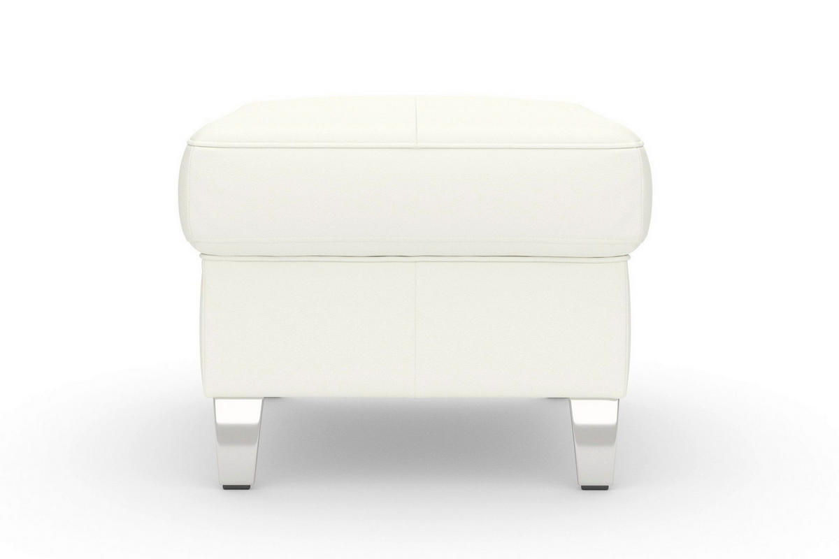 HOCKER ARNGAST E Echtleder Weiß  - Chromfarben/Weiß, Basics, Leder/Metall (58/48/58cm) - Sit & More