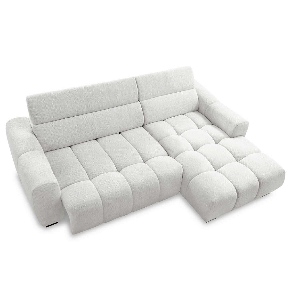 ECKSOFA AVEIRO Silberfarben Webstoff Bettkasten, Kopfteilverstellung, Sitzvorzug  - Silberfarben/Schwarz, Design, Kunststoff/Textil (274/177cm) - Livetastic
