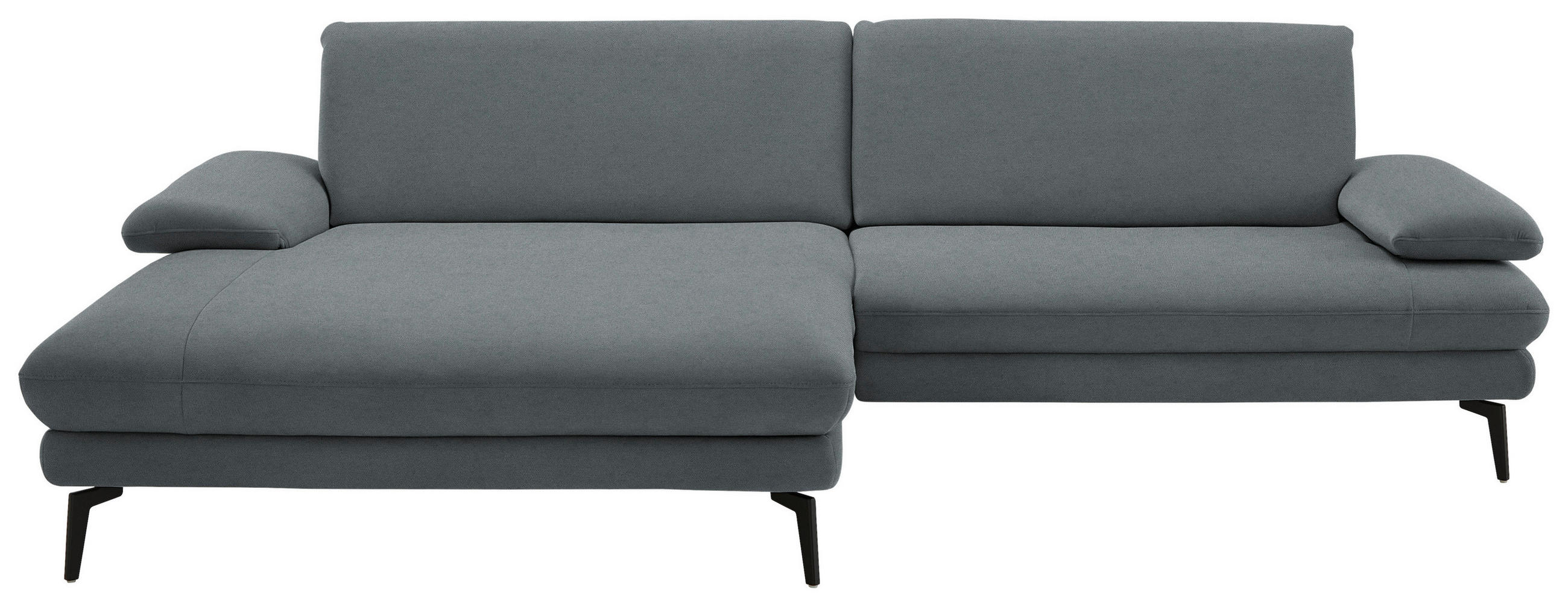 ECKSOFA Chenille, Flachgewebe Dunkelgrau  - Dunkelgrau/Schwarz, Design, Textil/Metall (180/284cm) - Dieter Knoll