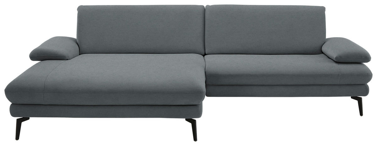 ECKSOFA Chenille, Flachgewebe Dunkelgrau  - Dunkelgrau/Schwarz, Design, Textil/Metall (180/284cm) - Dieter Knoll