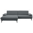 ECKSOFA  in Chenille, Flachgewebe Dunkelgrau  180/284 cm  - Dunkelgrau/Schwarz, Design, Textil/Metall (180/284cm) - Dieter Knoll
