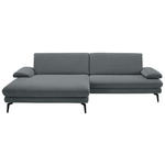 ECKSOFA  in Chenille, Flachgewebe Dunkelgrau  180/284 cm  - Dunkelgrau/Schwarz, Design, Textil/Metall (180/284cm) - Dieter Knoll