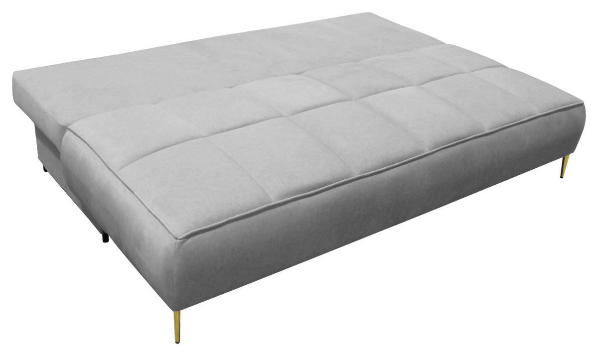SCHLAFSOFA in Velours Hellgrau  - Goldfarben/Hellgrau, Design, Textil/Metall (200/90/97cm) - MID.YOU
