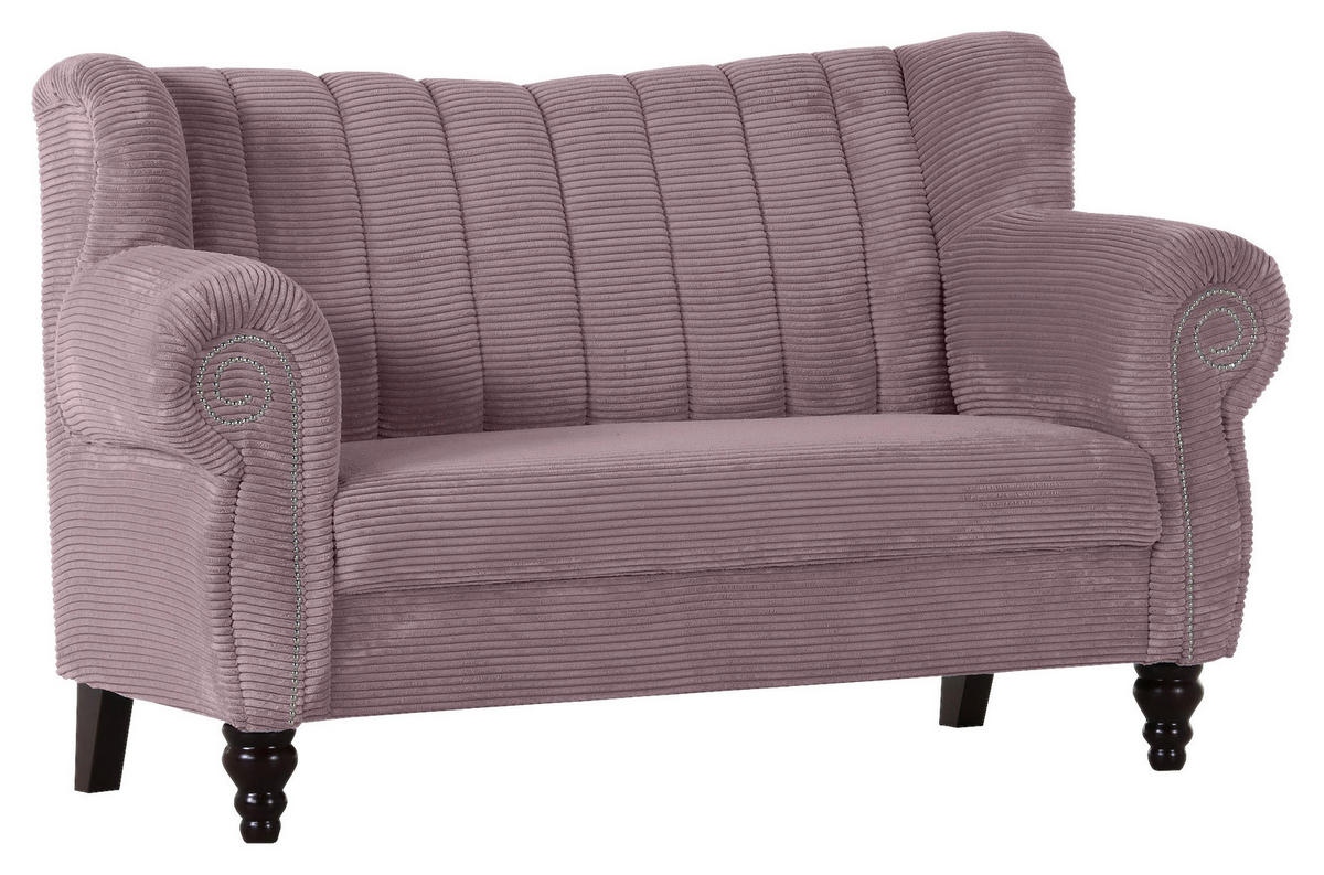 2-SITZER-SOFA in Cord Flieder  - Dunkelbraun/Flieder, Design, Holz/Textil (168/96/75cm) - Ambia Home
