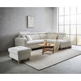 ECKSOFA inkl. Funktionen Weiß Samt  - Weiß/Bronzefarben, Design, Holz/Textil (261/206cm) - Venda