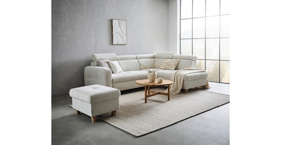 ECKSOFA Weiß Samt - Weiß/Bronzefarben, Design, Holz/Textil (261/206cm) - Venda