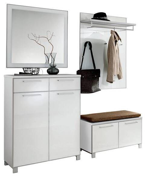 GARDEROBE 5-teilig  in 175/195/40 cm  - Hellbraun/Weiß, Design, Glas/Holzwerkstoff (175/195/40cm)