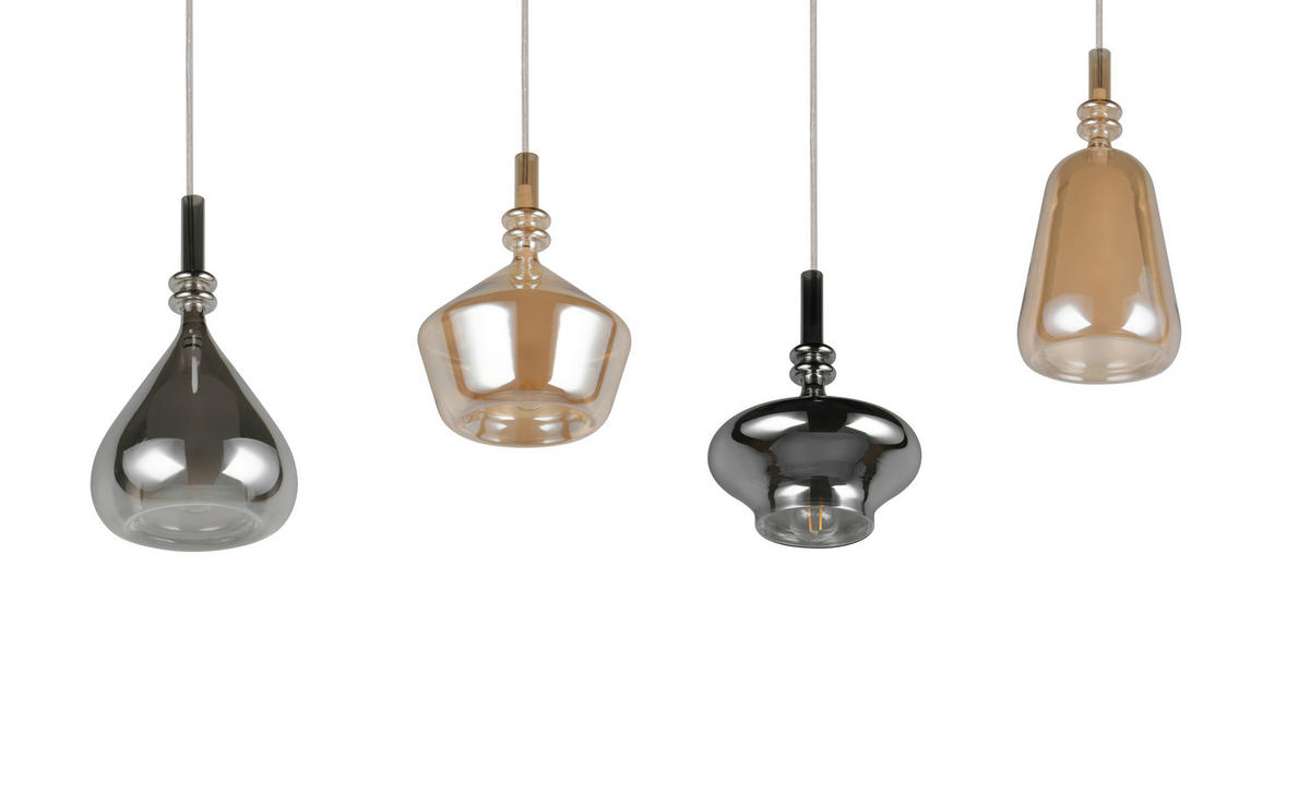 PENDELLEUCHTE ALDEA 65/9/200 cm  - Chromfarben/Hellbraun, Trend, Glas/Metall (65/9/200cm) - Trio Leuchten