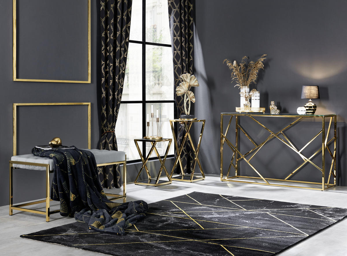 KONSOLENTISCH in Metall, Glas 120/40/78 cm   - Goldfarben, Design, Glas/Metall (120/40/78cm) - Xora