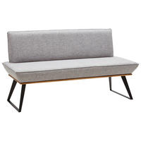 SITZBANK 160/87/64 cm Webstoff Schwarz, Eichefarben, Hellgrau Eiche massiv Metall  - Eichefarben/Hellgrau, Design, Holz/Textil (160/87/64cm) - Voleo