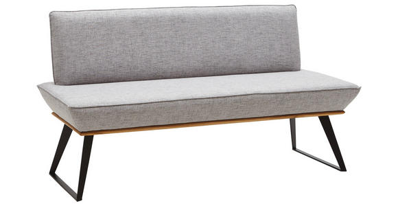 SITZBANK 140/87/64 cm in Schwarz, Eichefarben, Hellgrau - Eichefarben/Hellgrau, Design, Holz/Textil (140/87/64cm) - Voleo