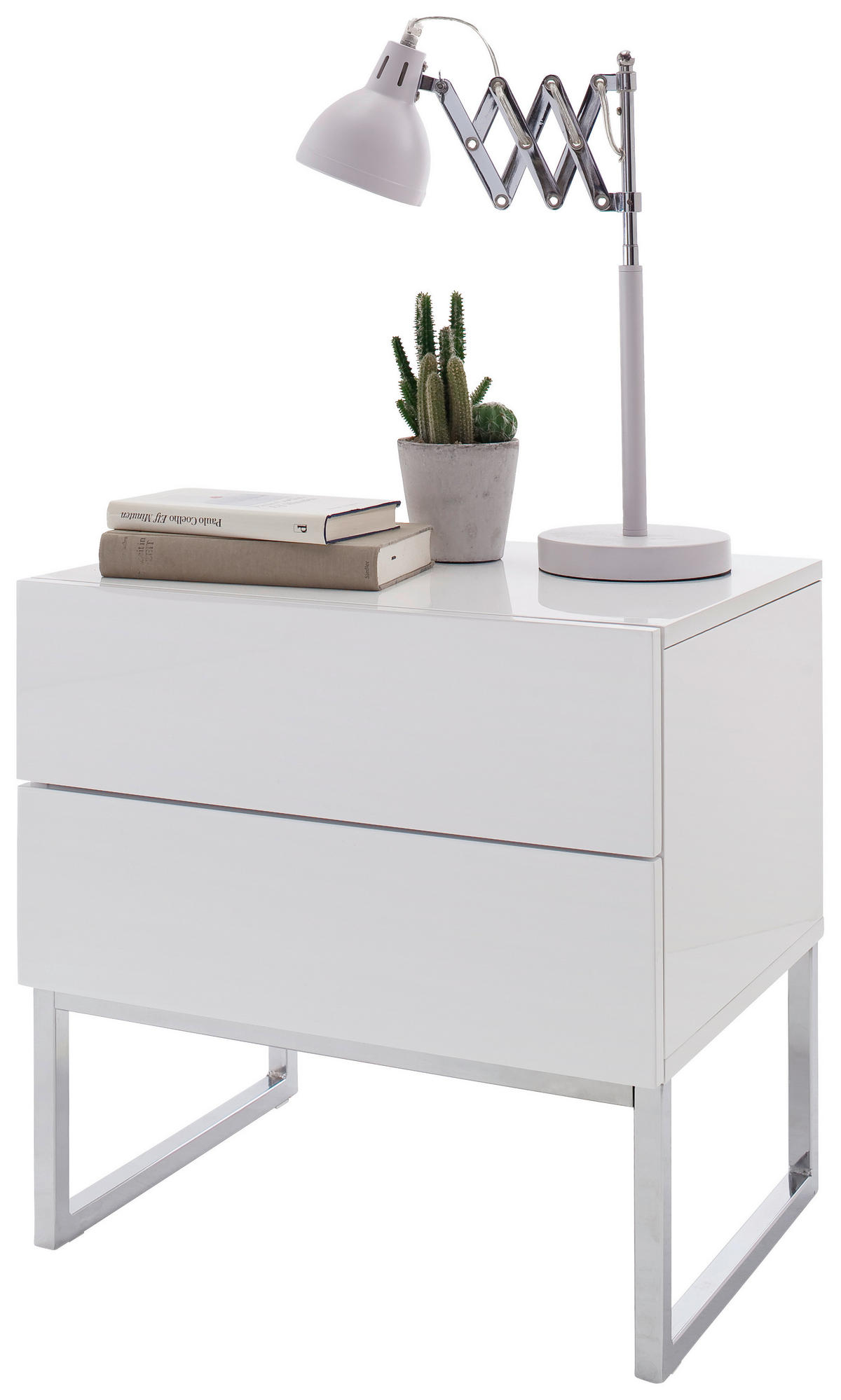 NACHTSCHRANK 50/50/40 cm  - Weiß Hochglanz, Basics, Holzwerkstoff/Metall (50/50/40cm)