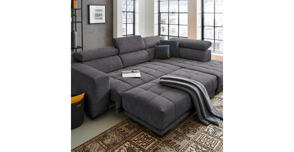 ECKSOFA  in Mikrofaser Grau  301/207 cm  - Schwarz/Grau, Design, Textil/Metall (301/207cm) - Xora