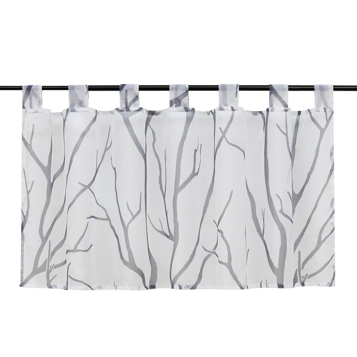 KURZGARDINE   90/45 cm   - Hellgrau/Weiß, Basics, Textil (90/45cm) - Joyswahl