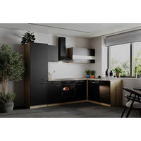 HÖRNKÖK 280/172 cm  i svart  - stålfärgad/svart, Basics, metall/trämaterial (280/172cm) - Respekta