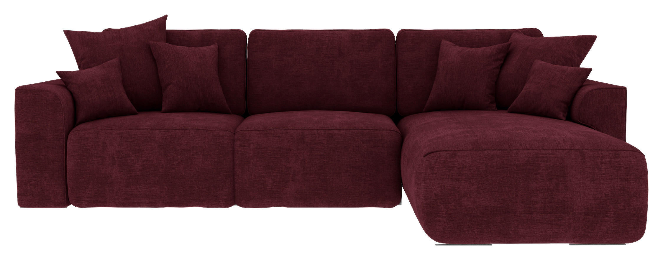 ECKSOFA Bordeaux Samt  - Chromfarben/Bordeaux, KONVENTIONELL, Kunststoff/Textil (293/195cm) - Carryhome