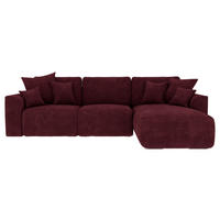 ECKSOFA in Samt Bordeaux  293/195 cm  - Chromfarben/Bordeaux, KONVENTIONELL, Kunststoff/Textil (293/195cm) - Carryhome