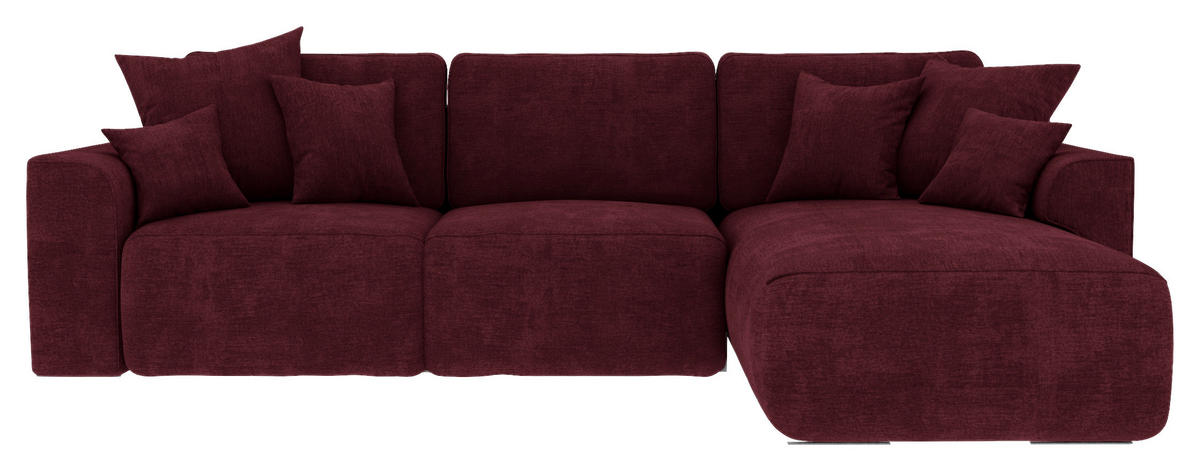 ECKSOFA in Samt Bordeaux  293/195 cm  - Chromfarben/Bordeaux, KONVENTIONELL, Kunststoff/Textil (293/195cm) - Carryhome