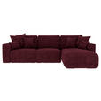 ECKSOFA in Samt Bordeaux  - Chromfarben/Bordeaux, KONVENTIONELL, Kunststoff/Textil (293/195cm) - Carryhome