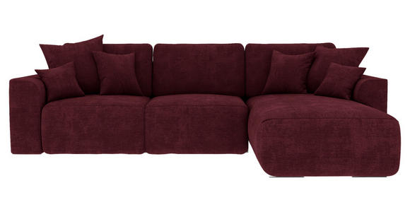 ECKSOFA in Samt Bordeaux  - Chromfarben/Bordeaux, KONVENTIONELL, Kunststoff/Textil (293/195cm) - Carryhome