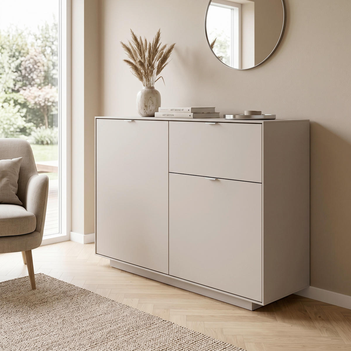 KOMMODE Sivas, 120/90/37,5 cm,  - Sandfarben, Design, Holzwerkstoff/Kunststoff (120/90/37,5cm) - MID.YOU
