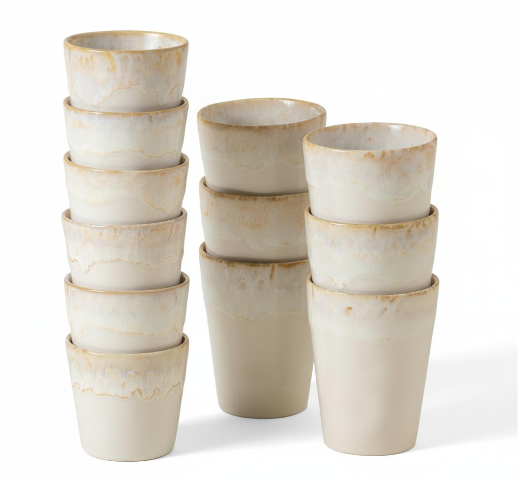 TASSENSET GRESPRESSO 12-teilig  - Weiß Hochglanz, Basics, Keramik - Costa Nova