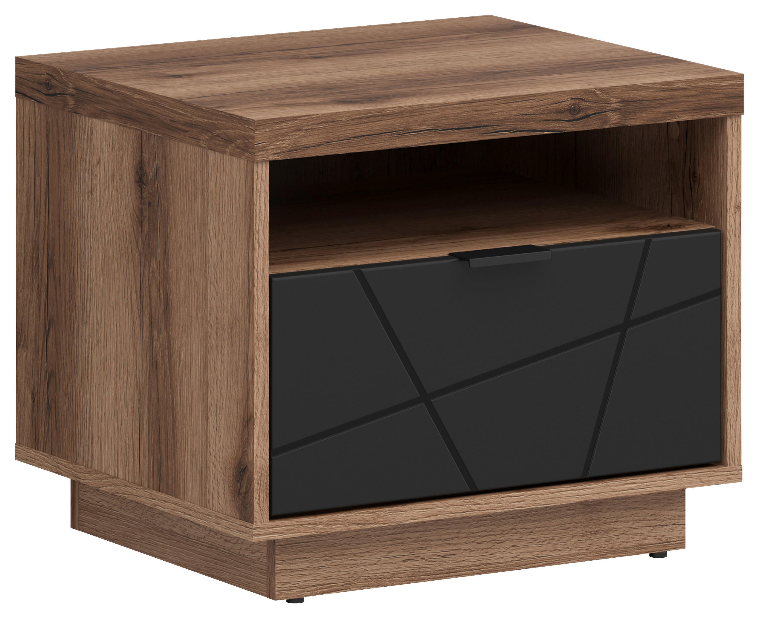 NOČNÍ STOLEK K POSTELI, černá, barvy dubu,  - černá/barvy dubu, Moderní, kov/kompozitní dřevo (50/42,5cm) - Hom`in