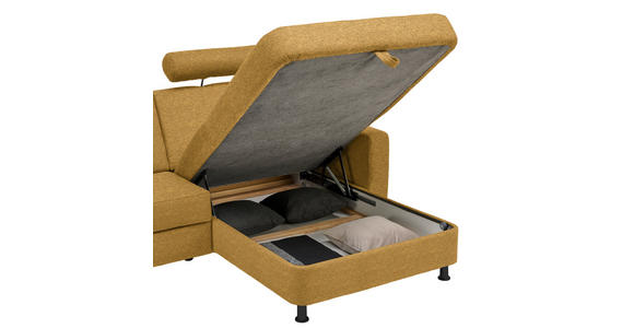 ECKSOFA  in Webstoff Honig  257/165 cm  - Schwarz/Honig, Design, Kunststoff/Textil (257/165cm) - Xora