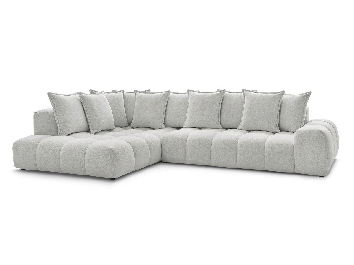 ECKSOFA Ottomane links  EVEREST Hellgrau Flachgewebe  - Hellgrau/Schwarz, MODERN, Kunststoff/Textil (210/352cm)