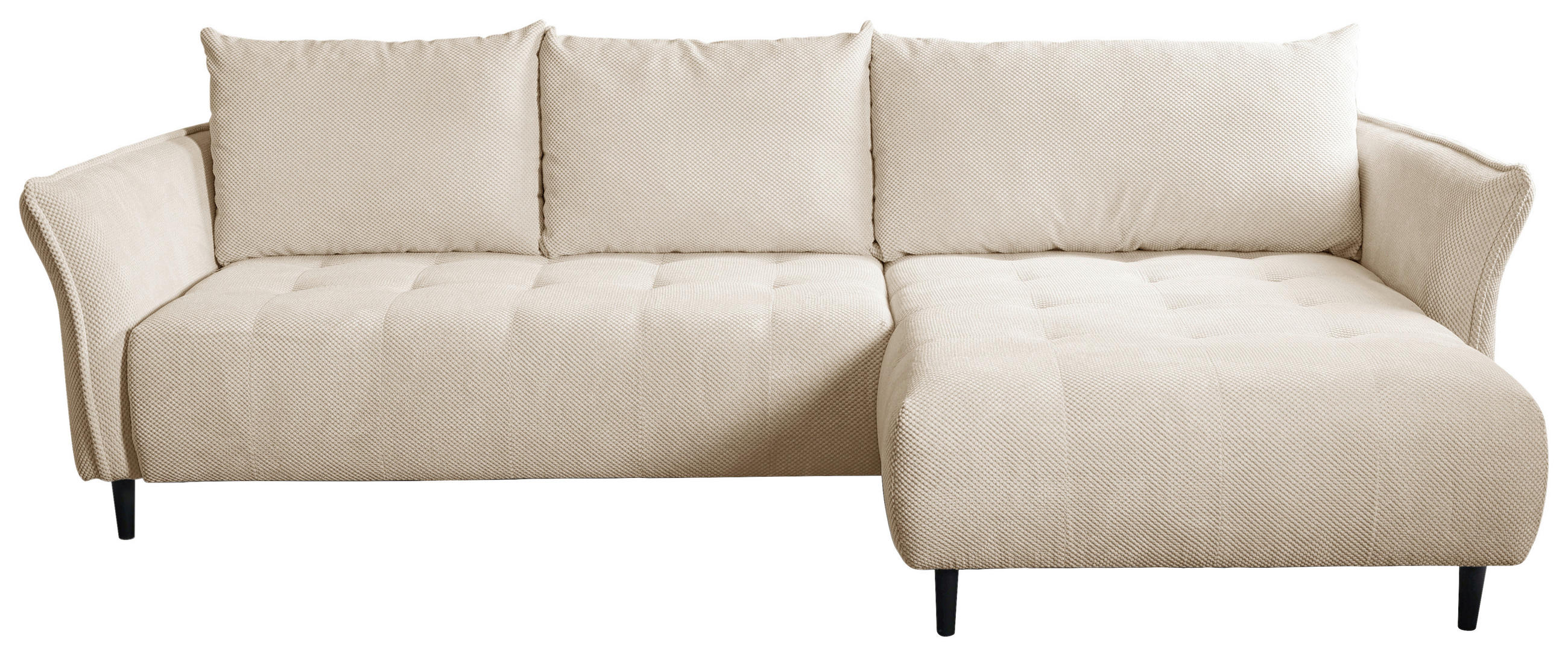 ECKSOFA MONTE CARLO Creme Struktur, Plüsch  - Creme/Schwarz, Trend, Textil (290/160cm) - MID.YOU