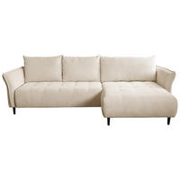 ECKSOFA MONTE CARLO Creme Struktur, Plüsch  - Creme/Schwarz, Trend, Textil (290/160cm) - MID.YOU