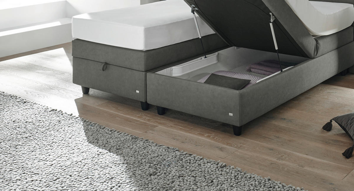 BOXSPRINGBETT 160/200 cm  in Grau  - Schwarz/Grau, KONVENTIONELL, Kunststoff/Textil (160/200cm) - RUF Betten