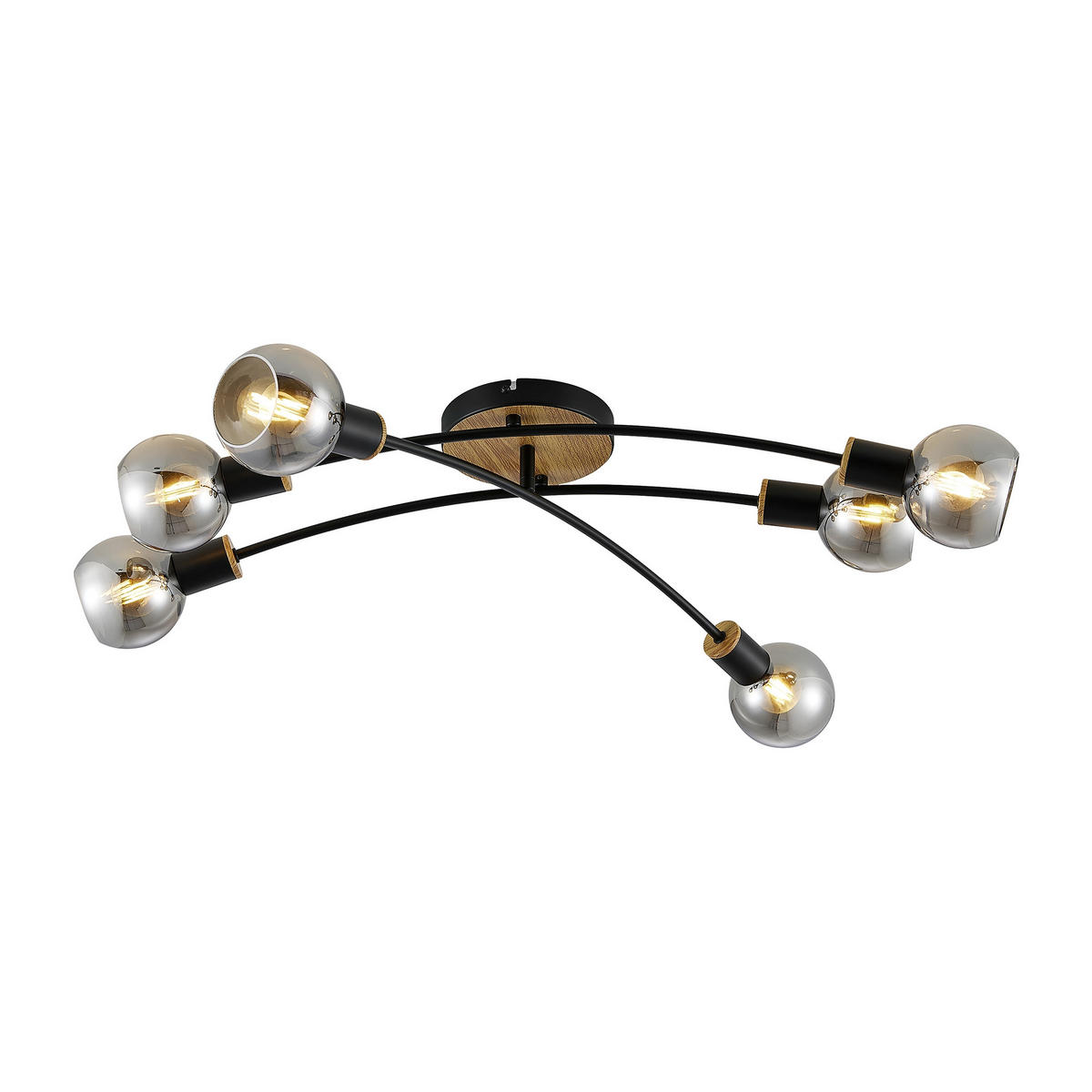 Plafonieră    84/72/18 cm  - culoare lemn frasin/negru, Basics, sticlă/metal (84/72/18cm) - Novel