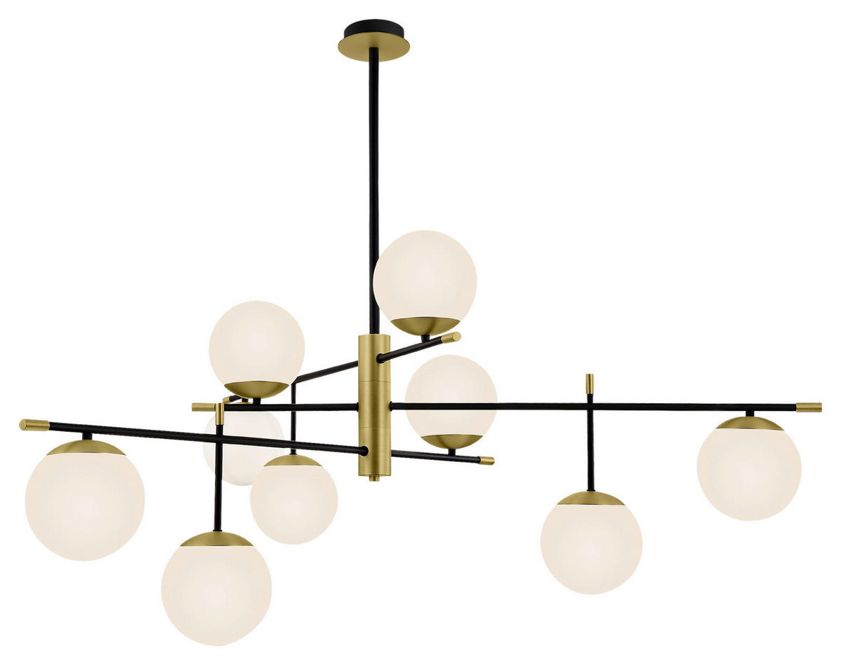 PENDELLEUCHTE  131,5/58,6/131,5 cm   - Weiss/Goldfarben, Trend, Glas/Metall (131,5/58,6/131,5cm) - MAYTONI