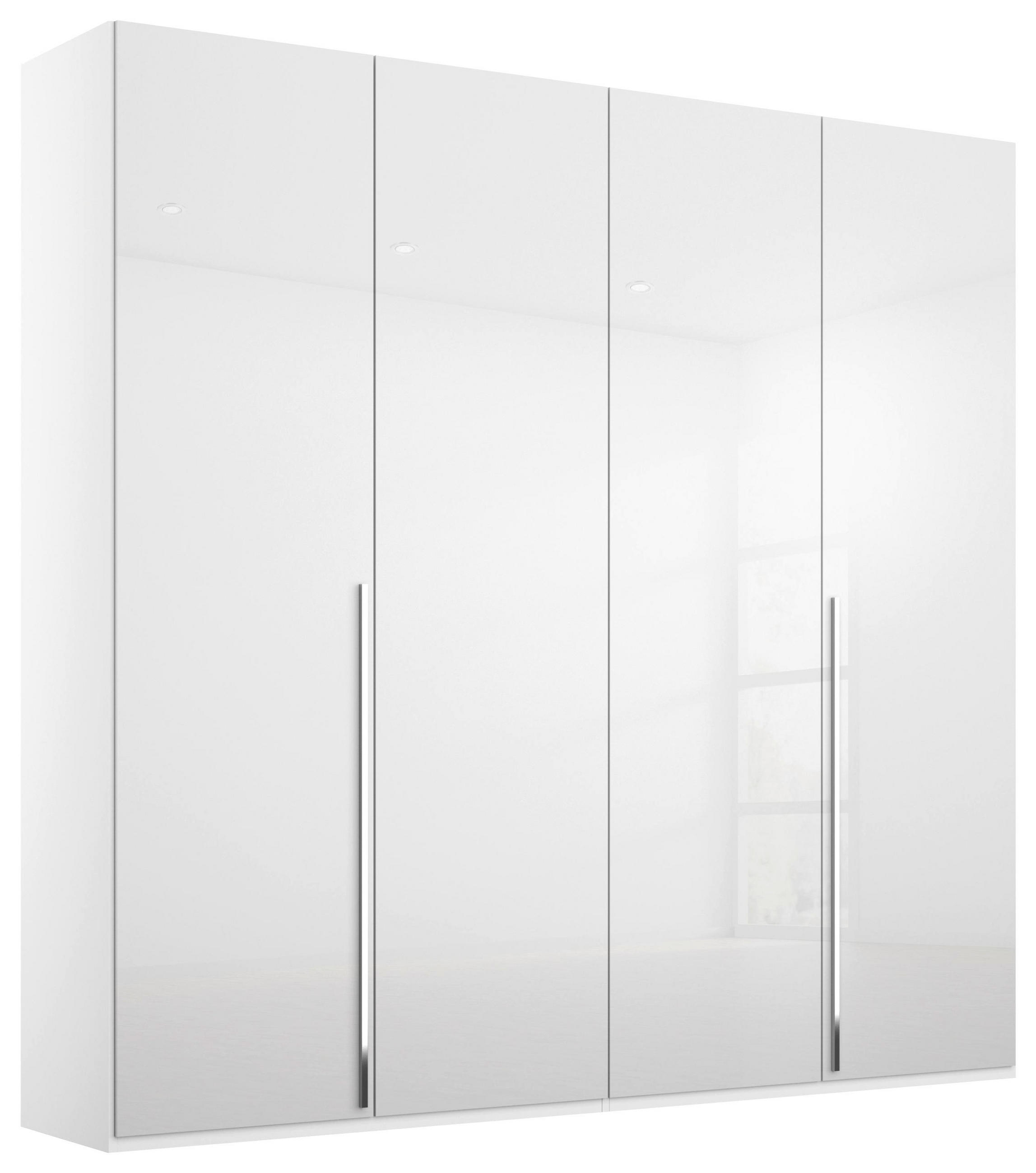 home24 Drehtürenschrank Weiß, Weiß Hochglanz 201x223x60 cm
